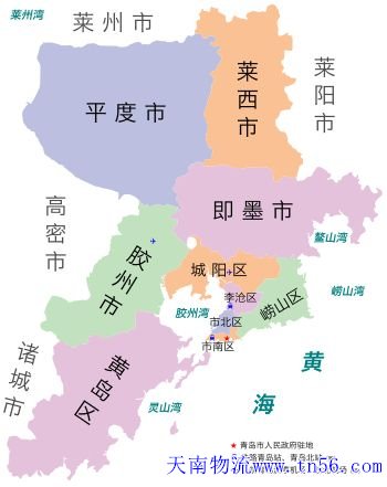 深圳到青島市物流地圖