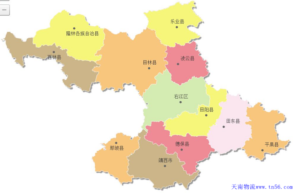 深圳到百色市物流地圖