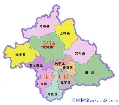 深圳到南寧市物流地圖